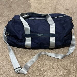 Dolce & Gabbana Navy and Silver Duffel Bag